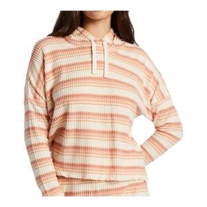 ROXY Womens Size Medium Striped Twilight Cozy Knit Thermal Cropped Hoodie